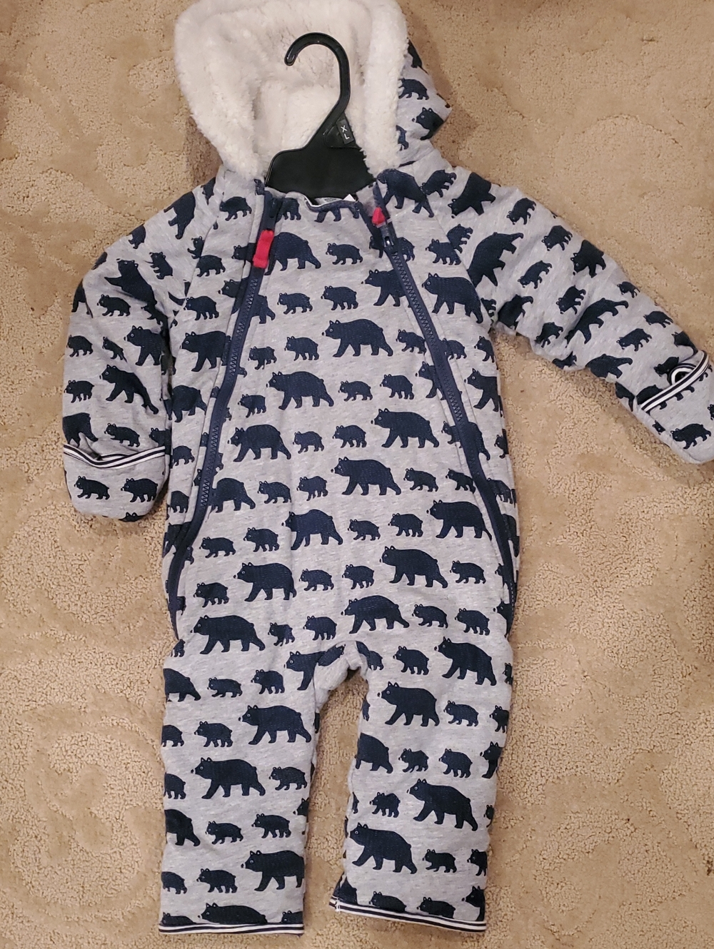 Baby Boden Bear Printed Snuggle Suit
